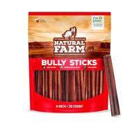 Natural Farm Lot de 20 bâtonnets de voyou sans odeur 15,2 cm 100 % à mâcher pour chiots, chiens de petite et moyenne taille, sans OGM, sans céréales, entièrement digestibles, friandises