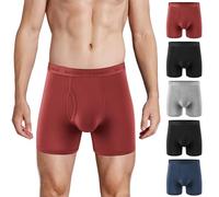 Natural Feelings Lot de 5 boxers en bambou doux et respirant pour homme, E : rouge/blanc, M