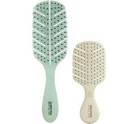 Natural Fiber Hair Brush Set-No Pull Brush + Mini Brush,Great for Travel,Durable and Reusable,2 Pieces