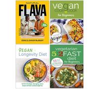 Natural Flava, Vegan Cookbook For Beginners, The Vegan Longevity Diet, Vegetarian 5 2 Fast Diet for Beginners 4 Books Collection Set
