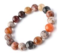 Natural Gemstone Phantom Quartz Bracelet Feng Shui Wealth Bracelet Multi-gem Crystal Balancing Gems Reiki Crystal Quartz Amulet For Money Fortune Bonne chance, 14 mm Cinnabar