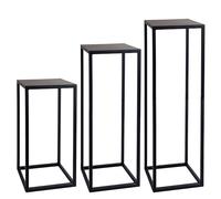 Natural Goods Berlin 1x support pour plantes RECHTECK, tabouret à fleurs carré en métal, pour l'intérieur et l'extérieur, table d'appoint, résistant aux intempéries (Noir, 50cm)