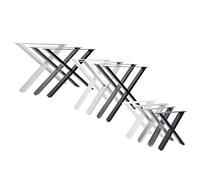 Natural Goods Berlin 2X Patins pour Meubles X-Form, Patins de Table en métal, Pieds de Table, Cadre de Table, Table à Manger, Banc, Table Basse (Noir, L40 x H42cm - Banc/Table Basse)
