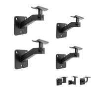 Natural Goods Berlin 4x FLEX Support Main Courante Métal Noir - Support de Main Courante Réglable, Support de Main Courante Inclinable, Rampe pour Escaliers, pour Rampe d'escalier en Bois, Main