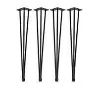 Natural Goods Berlin 4X Hairpin Legs Adjustable, Pieds en épingle à Cheveux, Hauteur réglable, Pieds de Table, Cadre de Table, Acier de 12mm, DIY (Noir, 71cm - 3 entretoises - Table à Manger)