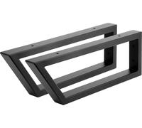 Natural Goods Berlin Console murale SCHRÄG, lavabo, vasque à poser, support d'étagère, charge lourde, étagère murale, porte-serviettes, support, support de console, noir, 450mm, 2 pièces