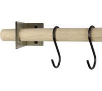 Natural Goods Berlin GARD KNIC antique or, Barre à crochets, patère, barre de penderie, barre ronde en chêne 130 cm, 2 pièces