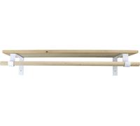 Natural Goods Berlin GARD NEUKÖLLN, support de tringle à vêtements, barre de penderie, portemanteau mural, blanc, barre ronde en chêne 100 cm, 2 pièces