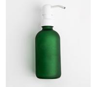 Natural Goods Berlin KLEAN Distributeur de savon avec étiquettes, distributeur de savon de qualité & rechargeable pour cuisine & salle de bain, vert mat, tête de pompe en inox blanc, 250 ml