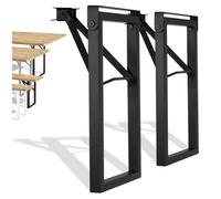 Natural Goods Berlin Lot de 2 bancs de jardin pliables (noir, 43 cm x 23 cm) - Pieds de banc en métal - Structure stable pour jardin, terrasse et camping
