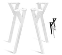 Natural Goods Berlin Lot de 4 pieds de table en forme de Y (blanc, 72 cm) - Pieds de meuble en métal en forme de Y pour votre prochain projet de bricolage - Structure de table robuste pour bureaux et