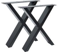 Natural Goods Berlin Patins de meubles X-FORM, Patins de table, Pieds de table, Support de table, Table de salle à manger, Banc, Table basse, Noir, L40xH42 cm, 2 pièces