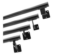 Natural Goods Berlin Set de main courante TUBE - Main courante pour escalier Noir 200 cm & 3x Support ROND - Garde-corps extérieur inoxydable - Montage latéral - Main courante pour escalier extérieur