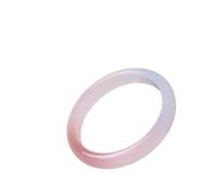 Natural Gradient Pink White Agate Slim Round Bangle Bracelet Feng Shui Peace Love Harmony Protection Amulet