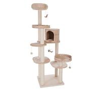 Natural Home IV Arbre à chat, idéal pour les grandes familles de chats, avec jacinthe d'eau et plaque de base en bois véritable, hauteur : 192 cm