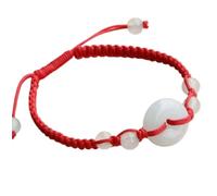 Natural Jade Peace Buckle Red String Bracelet Adjustable Braided Cord Feng Shui Good Luck Chinese Style Jewellery For Women Men Birthday Gift