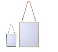 NATURAL LIVING Gold Home Miroir Metal RECTANGULAIRE avec Corde 40X30CM 2 Couleurs Noir & Or