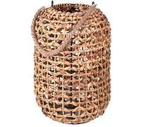 NATURAL LIVING Lanterne Malaga en ROTIN avec BOUGEOIR en Verre D24XH36CM