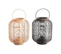 Natural Living Lanterne Yasmine en RESINE Naturel/Marron LED D25CM X H32CM