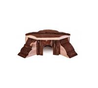 TRIXIE Maison d'angle Thordis pour petits animaux - 2 rampes - surface de repos sur le toit - par ex. pour souris, hamsters - 21 x 7 x 19 cm - Bois d'écorce - 6175