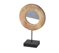 NATURAL LIVING" Miroir RONDIN DE Bois avec Pied Metal Noir Petit Model