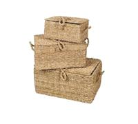 NATURAL LIVING " SET DE 3 MALLES EN ALGUE MARINE" H15CM/H20CM/H25CM
