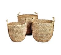Natural Living Set DE 3 PANIERS en ALGUE Marine Rond H30CM/H35CM/H40CM
