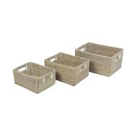 NATURAL LIVING " SET DE 3 PANIERS FIZY" EN HERBE 35X25X16CM/40X30X20CM/45X35X24