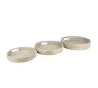 NATURAL LIVING Set DE 3 Plateaux FANY en Herbe S:D33CM M:D38CM L:D43CM