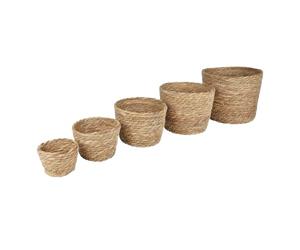 NATURAL LIVING" Set DE 5 Cache Pots Herbe DE JONC D12CM/14CM/16CM/18CM/20CM