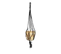 NATURAL LIVING" Suspension Macrame Noir ET Porte Plantes en Herbe DE KANS H125CM
