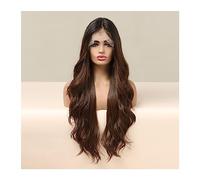 Natural Looking & Comfortable, Brun long corps vague dentelle avant perruques synthétiques naturel transparent dentelle frontale perruque for les femmes pré plumé cosplay résistant à la chaleur,trans