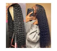 Natural Looking & Comfortable, Lâche Deep Wave Lace Front Wig 13x4/13x6 Transparent Bouclés Cheveux Humains Lace Front Perruques Natural Hairline avec Baby Hair 4x4 Lace Closure Wig for Femme,transfo