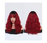 Natural Looking & Comfortable, Perruques rouge foncé for femmes perruque ondulée bordeaux avec frange perruque rouge ombrée synthétique colorée for la fête quotidienne,transform Your Look with High-Q