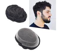 Natural Looking Hairpiece for Men, Perruque naturelle for hommes 6 pouces dentelle respirante et toupet en PU doux hommes prothèse de cheveux humains système de remplacement de perruque de cheveux hum