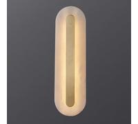 Natural Marble Wall Lights, Modern Alabaster Wall Sconces Indoor Led Bathroom Vanity Light Brass Wall Mount Light Fixtures for Stairs Living Room Bedroom Living Room Background Light(Rectangular/Oval/