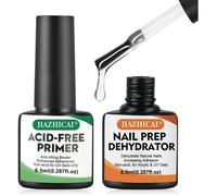 Natural Nail Prep Apprêt Déshydraté et Sans Acide,2PC Primer Ongle Gel UV et Déshydrateur Kit,8.5ml Nail Prep et Primer,Vernis Semi