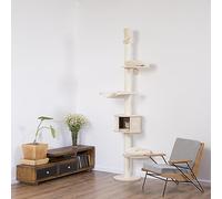 Natural Paradise - Arbre à chat avec fixation au plafond Magnolia | Griffoir stable et peu encombrant | H 241-270 x L 82 x l 48 cm (Crème)