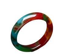 Natural Rainbow Multicolor Agate Classic Round Bangle Bracelet Feng Shui Energy Balance Good Fortune Protection Amulet