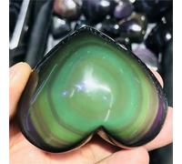 Natural Rainbow Obsidian Cat's Eye Quartz Crystal Heart Stone Crystal and Mineral Specimens Decorative Gift Home Decor (108G)