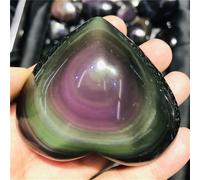 Natural Rainbow Obsidian Cat's Eye Quartz Crystal Heart Stone Crystal and Mineral Specimens Decorative Gift Home Decor (165G)