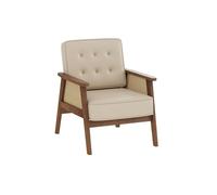 Natural Rattan Accent Chair Wood Armchair,Mid Century Single Sofa,Small Loveseat, Modern Settee,for Living Dining Room Bedroom Office(1)