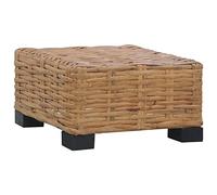 Natural Rattan Coffee Table 47x47x28 cm, Elegant Side Table with Mahogany Wood Legs, Durable Woven Design for Living Room & Balcony, Easy Assembly, Brown & Black