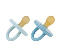 Natural Rubber BumiBébé Pacifier ROUND 3-36 Months Two-Pack - Sky Blue & Denim