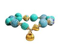 Natural Sea Pattern Stone Bracelet with Turquoise Heart Pendant for Women | Stylish sea pattern bracelet featuring a beautiful turquoise heart pendant.