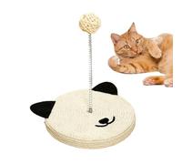 Natural Sisal Cat Scratch Pad, Interactive Cat Head-Shaped Scratching Mat, 8.66x6.89x6.89 inches, Scratcher with Built-in Bell, Fun Exercise Toy, Home Furniture Protector for Cats