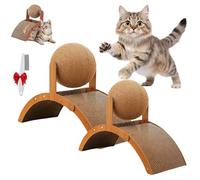 Natural Sisal Cat Scratching Ball with Cardboard Pad, Sisal Cat Scratcher, Cats Scratching Pad, Arched Bridge Design, Interactive Rotating Scratch Toy for Cats (2pcs, M)