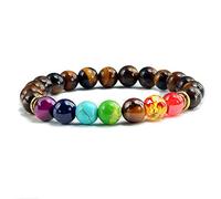 Natural Stone Tiger Eye 7 Chakra Bracelets & Bangles Yoga Balance Beads élastique de prière
