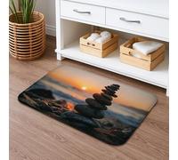 Natural Stones Tapis de bain à séchage rapide, absorbant, antidérapant, décoratif en flanelle lavable, pour salle de bains et toilettes, 40,6 x 61 cm