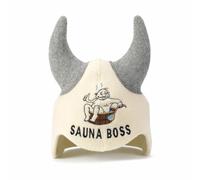 Natural Textile Chapeau de Sauna 'Sauna Boss Devil' Blanc - 100% Chapeaux en Feutre de Laine Biologique - Protégez Votre tête de la Chaleur - Guide ebook Incluse pour Sauna en Anglais